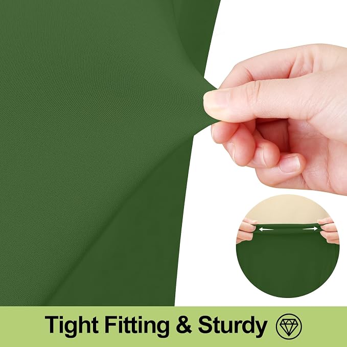 Smiry Spandex Elastic Fitted Table Cloth Skirt for 4FT Rectangle Table | Stretch Washable Table Cloth, Banquet Table Cover for Wedding, Party, Indoor & Trade Shows, (Olive Green, 48Lx30Wx30H)