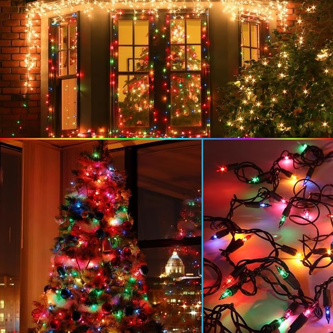 Multicolor Christmas String Lights, 100 Count, Incandescent Mini Christmas Lights, Connectable Xmas Tree Light for Indoor Outdoor Garland Birthday Holiday Wedding Festival Party