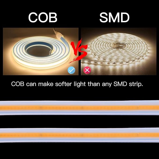 LED Strip Lights Waterproof, 10m 110v Flexible LED Light Strips Bright 3000K COB Under Cabinet Lighting 10 Meter Plug-in LED Strip for Kitchen Cabinets Lighting(Warm White, 32.8ft)