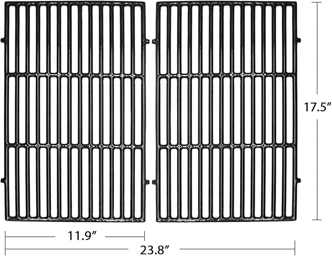 Hongso 7638 17.5" Polished Porcelain Cast Iron Grill Grates Replacement for Weber 3 Burner Spirit 300, 310, 320, Spirit 700, Genesis Silver B/C, Genesis Gold B/C, Genesis Platinum B/C Gas Grills