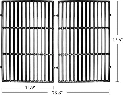 Hongso 7638 17.5" Polished Porcelain Cast Iron Grill Grates Replacement for Weber 3 Burner Spirit 300, 310, 320, Spirit 700, Genesis Silver B/C, Genesis Gold B/C, Genesis Platinum B/C Gas Grills
