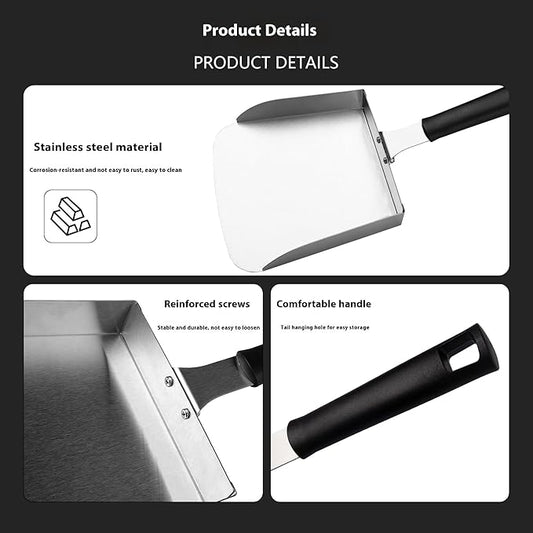 Professional Stainless Steel BBQ Spatula, 15.35 x 7.72 x 7.36 Inch, Detachable Grill Turner with Long Handle, Duty for Outdoor Grilling，food transfer spatula, detachable, easy to clean