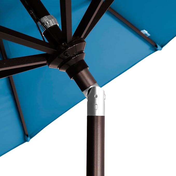 California Umbrella 12-Year-Non-Fading, 9Ft Premium Sunbrella Patio Umbrella, Hand-Crank, Button-Tilt, Bronze Frame, Regatta Fabric