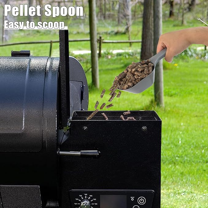 Wood Pellet Storage Containers with Scoop & Stickers Kit - Pellet Bin Pellet Bucket - Pellet Containers for Grill Pellet - Smoker Pellet Storage Pellet Grill Accessory - Black