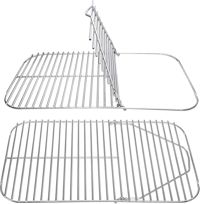 SafBbcue Stainless Steel Hinged Cooking Grid for PK Grill Smoker 300 Series Cooking Grate for PK Grills (1997-2020) BBQ Griddle with Lift Tab 304 Stainless Steel, Compatible with PK99011
