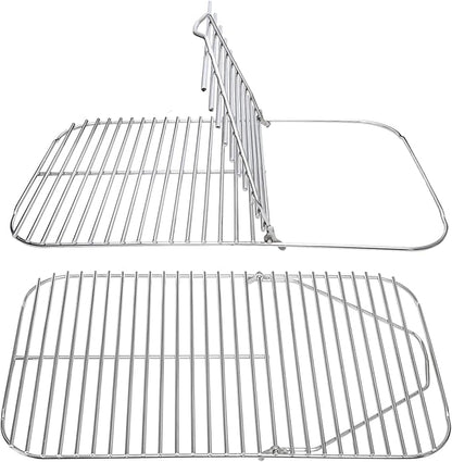 SafBbcue Stainless Steel Hinged Cooking Grid for PK Grill Smoker 300 Series Cooking Grate for PK Grills (1997-2020) BBQ Griddle with Lift Tab 304 Stainless Steel, Compatible with PK99011