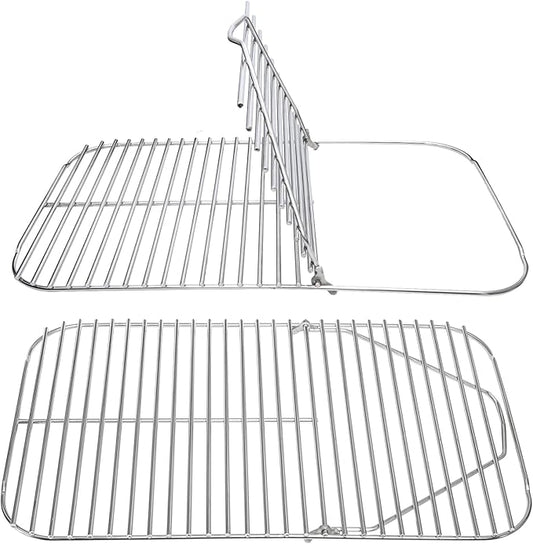 SafBbcue Stainless Steel Hinged Cooking Grid for PK Grill Smoker 300 Series Cooking Grate for PK Grills (1997-2020) BBQ Griddle with Lift Tab 304 Stainless Steel, Compatible with PK99011