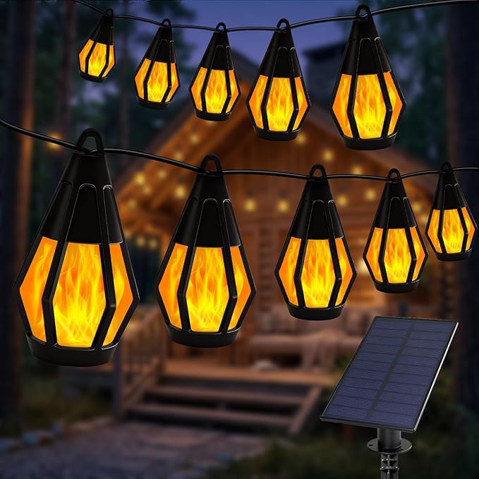 Vivideal Solar String Lights Outdoor 31FT 10 LED Solar Halloween Lights | Orange Halloween Lights Outdoor Waterproof for Gazebo Patio Garden Porch Party Christmas Tree Halloween Decorations