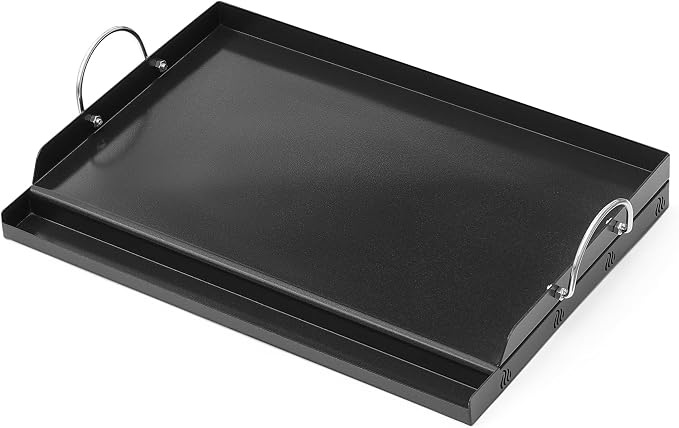 onlyfire Universal BBQ Griddle with Handles for Most Grills, 23" x 16" | Ceramic Coated Non-stick Flat Top Griddle for Outdoor Cooking