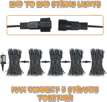 Connectable Purple and Green Halloween Lights, 2Pack 164ft 400LED 13 Modes String Lights Plug in, Twinkle Light with Timer Indoor/Outdoor for Tree Halloween Decorations Party
