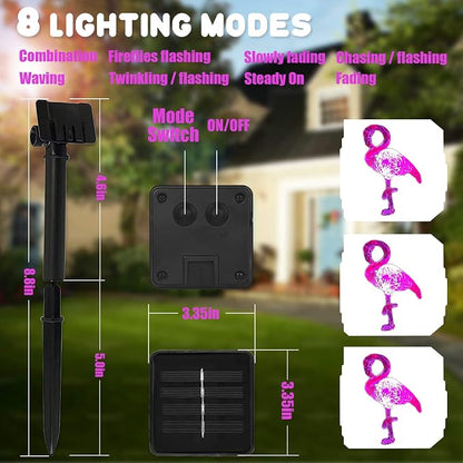 Outdoor Solar Lights for Outside Pink Flamingo Garden Decor 14ft 40LED Solar Power Fairy Lights Waterproof Summer Beach Yard Solar Landscape String Lights 14ft 40LED Patio Fence Backyard Bird Decor