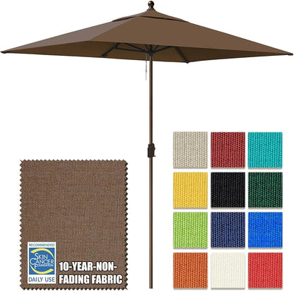 EliteShade USA 10-Year-Non-Fading 6.5x10Ft Rectangular Market Patio Umbrella, UPF 50+ UV Protection Performance Sun Umbrella, Heavy Duty Commercial Grade Outdoor Table Umbrella with Crank, Windproof Vented Top for Garden, Pool, Deck and Outdoor Playset...