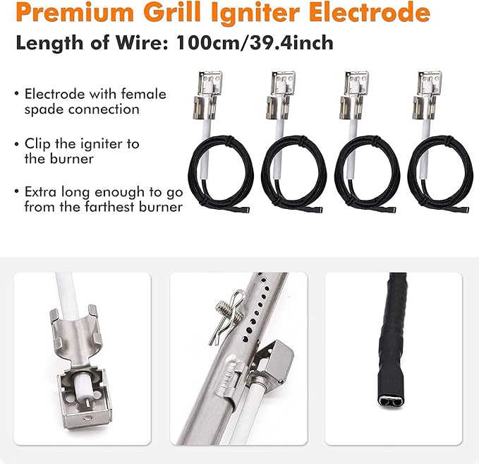 Grill Replacement Parts for Charbroil Advantage Series 4 Burner 463344015 463343015 463433016 463240115 463432215 463240015 Gas Grills, Stainless Pipe Burner, Heat Plate, Carryover Tube, Igniters.