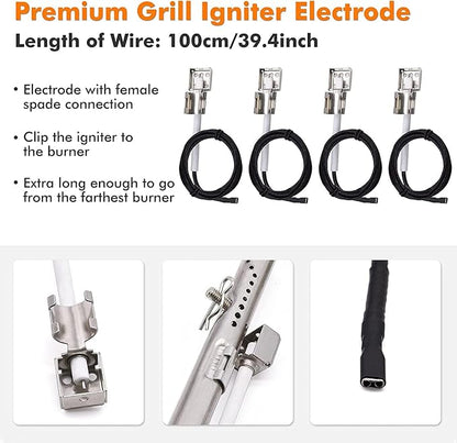 Grill Replacement Parts for Charbroil Advantage Series 3 Burner 463343015, 463642116, 463435115, 463436815, 463335115 Gas Grills, Stainless Pipe Burner, Heat Plate, Carryover Tube, Igniters.