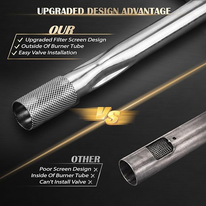 QuliMetal 41862 Grill Burner for Weber Q2200, Q2000, Q220, Q200 Grills, 396000, 396001, 396002, 566002, 53060001, 54060001, 304 Stainless Steel Q2000 Burner Tube Part for 69956, 20.5"