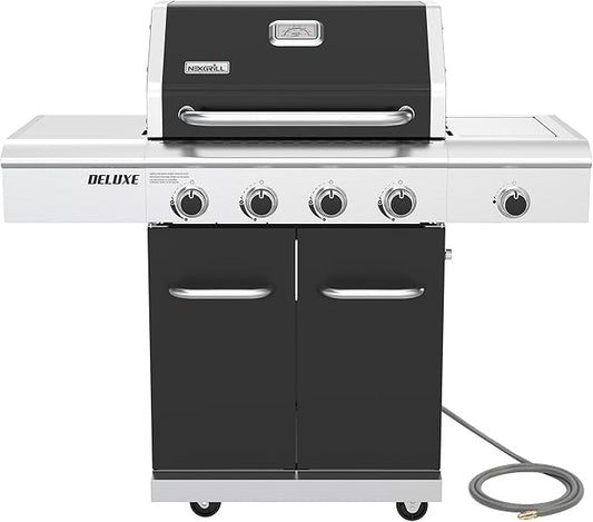 Nexgrill 4-Burner Natural Gas Grill with Side Burner and Griddle Insert, 627 SQ In Total Cooking Space, 59,000 BTUs Output, BBQ Grill Perfect for Outdoor Gatherings - 730-0958HE