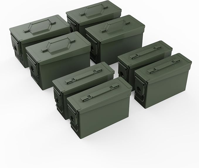 PATRON 30 & 50 Cal Ammo Can Metal Ammo Box Storage Crate Case for Shotgun Bullet Rifle Ammunition Waterproof (Black or Green)