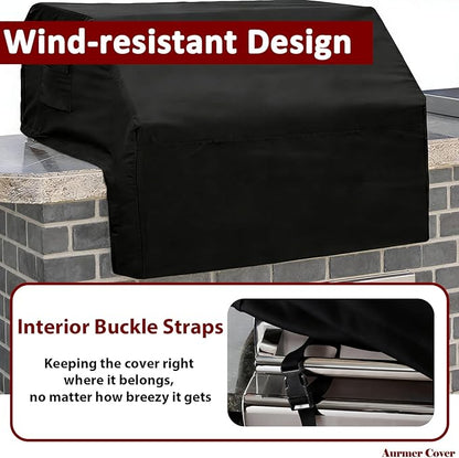 Built-in Grill Cover 38 Inch for Outdoor Island Grill, 600D Premium Built in Barbecue Grill Top Cover with Straps for Napoleon, Bull, Blaze, KitchenAid, Coyote etc, 38" x 28"x 24"