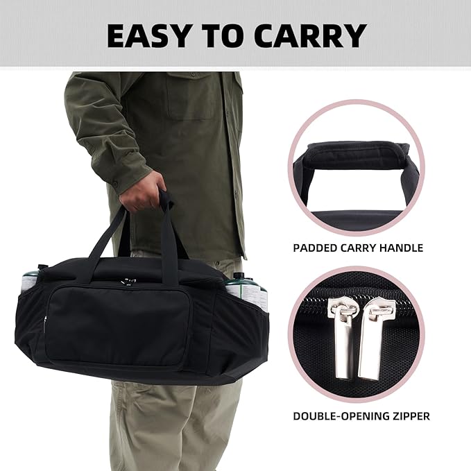 Carry Bag for Cuisinart CGG-180T/180TS/180TB Tabletop Propane Grill, Portable Gas Grill Carry Case with Propane Cylinder Pockets (Case Only)