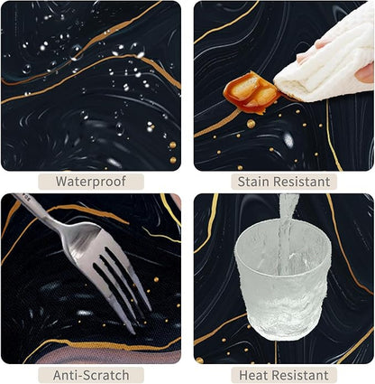 54x86inches Marble Tablecloth Navy Blue Pink Gold Marble Texture Modern Art Table Cloth Washable and Wrinkle Resistant Table Cover for Kitchen Dining Room Buffet Banquet Party Decorations