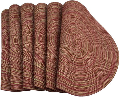 Red-A，Placemats,Round Placemats for Dining Table Set of 6 Woven Heat Resistant Non-Slip Kitchen Table Mats Diameter 14 Inch(Wine)