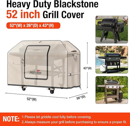 Exclusive Foldable 52 inch Grill Cover, 600D Heavy Duty Outdoor BBQ Cover for 2-4 Burners Grill Weber 7106 Spirit 200 300 Series, Khaki