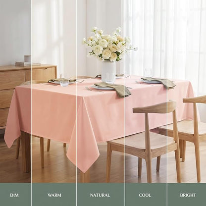 Softalker Rectangle Tablecloth, Waterproof Table Cloths Wrinkle Free Fabric Washable Polyester Table Cover for Dining Tables Party Outdoor Camping Parties- 52 x 70 inch, Pink