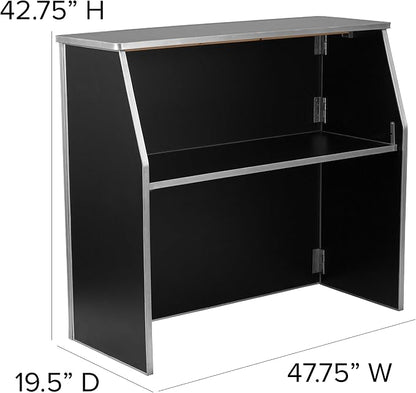 Flash Furniture Amara 4' Black Laminate Foldable Bar - Portable Event Bar