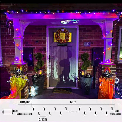 66FT 200 LED Outdoor String Lights, Orange and Purple String Lights for Outside Waterproof with 8 Modes, Plug in Connectable Twinkle Fairy Lights for Indoor Home Patio Garden Decorations
