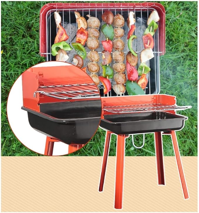 Barbecue Grill Portable Charcoal Grill, Chrome Cooking Grill, Outdoor Picnic Terrace, Backyard, Camping, 44.5 28 35 cm