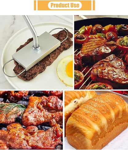 Branding Iron Kit with 120+ Interchangeable Letters and Spaces, Custom Design for Steak Meat BBQ Grill and Chicken Branding Tool Personalized Branding Set with Wood Handle