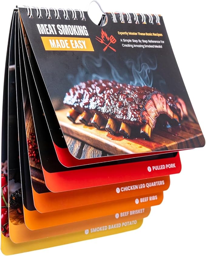 Meat Smoking Made Easy — Beginner’s Quick Reference Guide with Waterproof Magnet — Time, Temp & Wood Pairings for Perfect BBQ Every Time