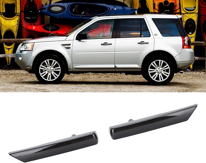 LED Side Air Vent Grille Lamp LED Grille Running Lights Side Vent with Light Bands Replacement for freelander 2 LR2 2007 2014 (Smoky Black)