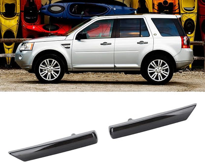 LED Side Air Vent Grille Lamp LED Grille Running Lights Side Vent with Light Bands Replacement for freelander 2 LR2 2007 2014 (Smoky Black)