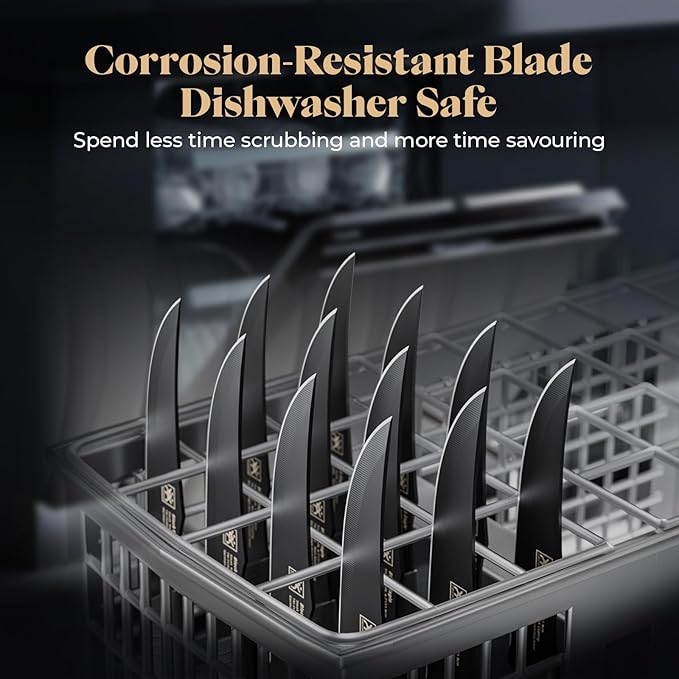 Steak Knives Set of 8, 4.7 Inch Dishwasher Safe Non-Serrated Table Knives, Ultra Sharp for Precise Cutting, Non-Stick Blade & Rust Proof, Easy to Maintain Ideal for Home Restaurant Party