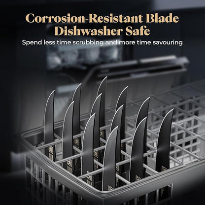 Steak Knives Set of 12, 4.7 Inch Dishwasher Safe Non-Serrated Table Knives, Ultra Sharp for Precise Cutting, Non-Stick Blade & Rust Proof, Easy to Maintain Ideal for Home Restaurant Party