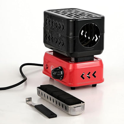 minkah Charcoal Burner 3D 360° Faster Heating Electric Stove Coconut Coal Starter 2 Heating Zones with Stainless Detachable Tongs, 1200W High Power Cube Coil Multipurpose Turbo Burner Fire Starter