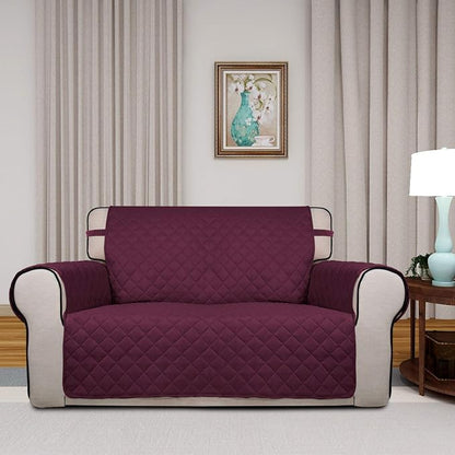 PureFit Reversible Quilted Sofa Cover, Water Resistant Medium Slipcover Furniture Protector, Washable Couch Cover with Non Slip Foam and Elastic Straps for Kids, Dogs, Pets (Loveseat, Wine/Beige) | Wine/Beige, Water Resistant Couch Protector, Washable ...
