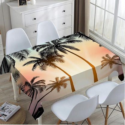 TKS MITLAN Tablecloth Palm Tree Table Cloth Rectangle Table 60 x 84 Inch Sunset Island Tropical Beach Kitchen Decorations for Home Dinner Party