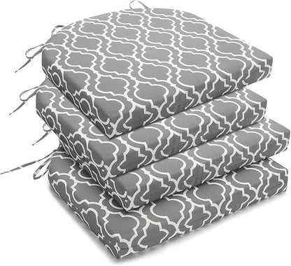 downluxe Outdoor Chair Cushions Set of 4 for Patio Furniture, Water-Resistant Patio Chair Cushions with Ties, High Density Foam Outdoor Seat Cushion, 17" X 16" X 2", Grey Gourd