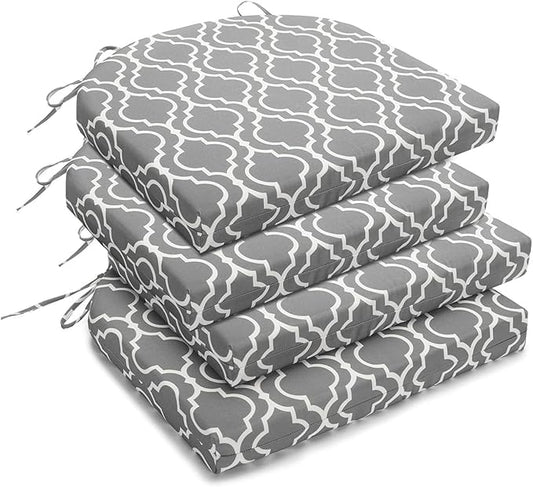 downluxe Outdoor Chair Cushions Set of 4 for Patio Furniture, Water-Resistant Patio Chair Cushions with Ties, High Density Foam Outdoor Seat Cushion, 17" X 16" X 2", Grey Gourd
