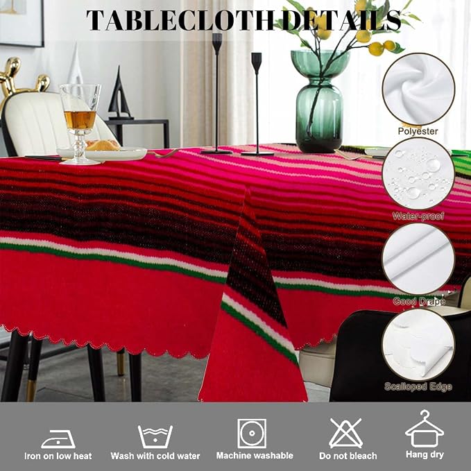 Swono Decorative Rectangle Table Cloth Mexican Style, Traditional Blankets Colorful Stripes Polyester Tablecloth Kitchen Table Cover for Dining BBQ Picnic Coffee Table 50x72, 4-6 Seats