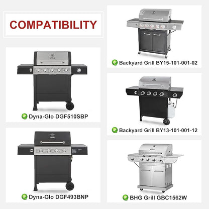 Grill Replacement Part for DynaGlo DGF510SBP, DGF493BNP, 5 Pack Heat Plate Shields & Burner Tubes Repair Kit for Backyard Grill BY13-101-001-12, BY15-101-001-02, GBC1461W and Other Models.