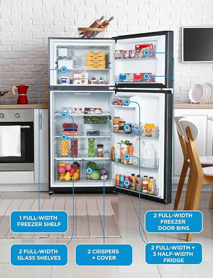 Commercial Cool 18 Cu. Ft. Top Mount Refrigerator with Ice Maker, 2-Door Fridge with Top Freezer, Freezer with Icemaker and Adjustable Temperature Control, Energy Star Certified, Stainless Look | 2-Door Refrigerator with Top Freezer, Freezer with Icema...