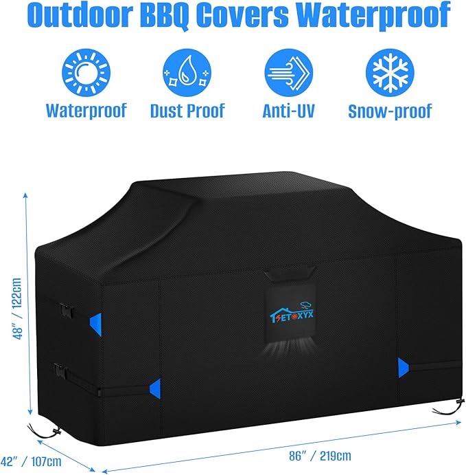 86 Inch Island Grill Cover, Heavy Duty 420D Waterproof & Dustproof Outdoor Grill BBQ Covers, Anti-UV,Rip-Proof Extra Large Grill Cover