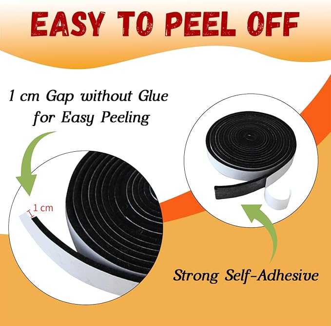 kaidun Smoker Gasket Seals, 2 Pack x 10 Ft, 1/2" x 1/8", High Temp Grill BBQ Gasket Replacement Self Stick Felt, Black