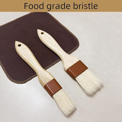 18.3" Removable Rubberwood Long Handle BBQ Mop 4 Pcs Pure Cotton Replacement Brush Heads 2 Pcs Food Grade Bristle BBQ Brush for Sauce Suitable for Grilling and Smoking Steaks
