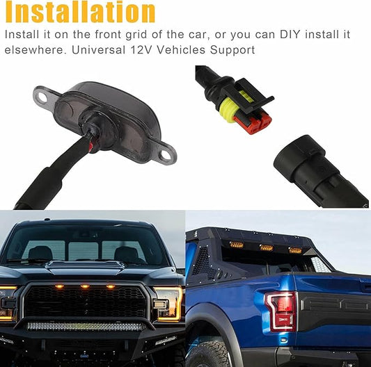 3X Smoked Lens Amber LED Front Grille Running Lights Lamps for