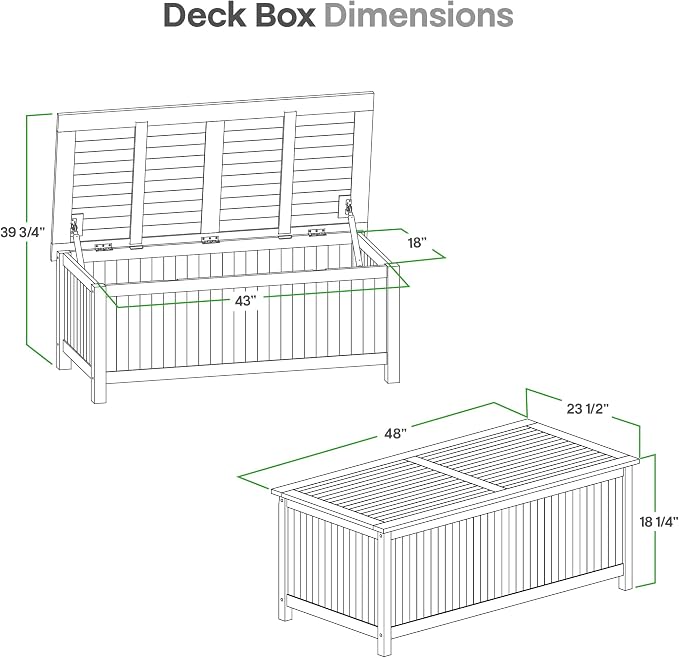 Cambridge Casual Arie 48-Inch Teak Outdoor Deck Box Storage Chest – Weather-Resistant Patio Organizer with Soft-Close Lid for Pool or Garden Storage, 49 Gallons