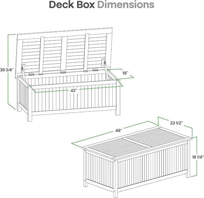 Cambridge Casual Arie 48-Inch Teak Outdoor Deck Box Storage Chest – Weather-Resistant Patio Organizer with Soft-Close Lid for Pool or Garden Storage, 49 Gallons